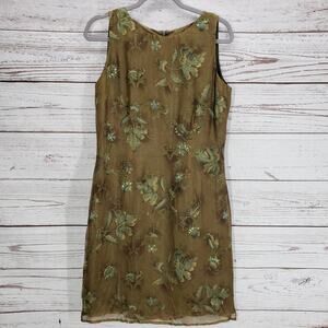 Dress Barn Women's Floral 100%Silk Beaded Sequins Sheath Dress Size 8